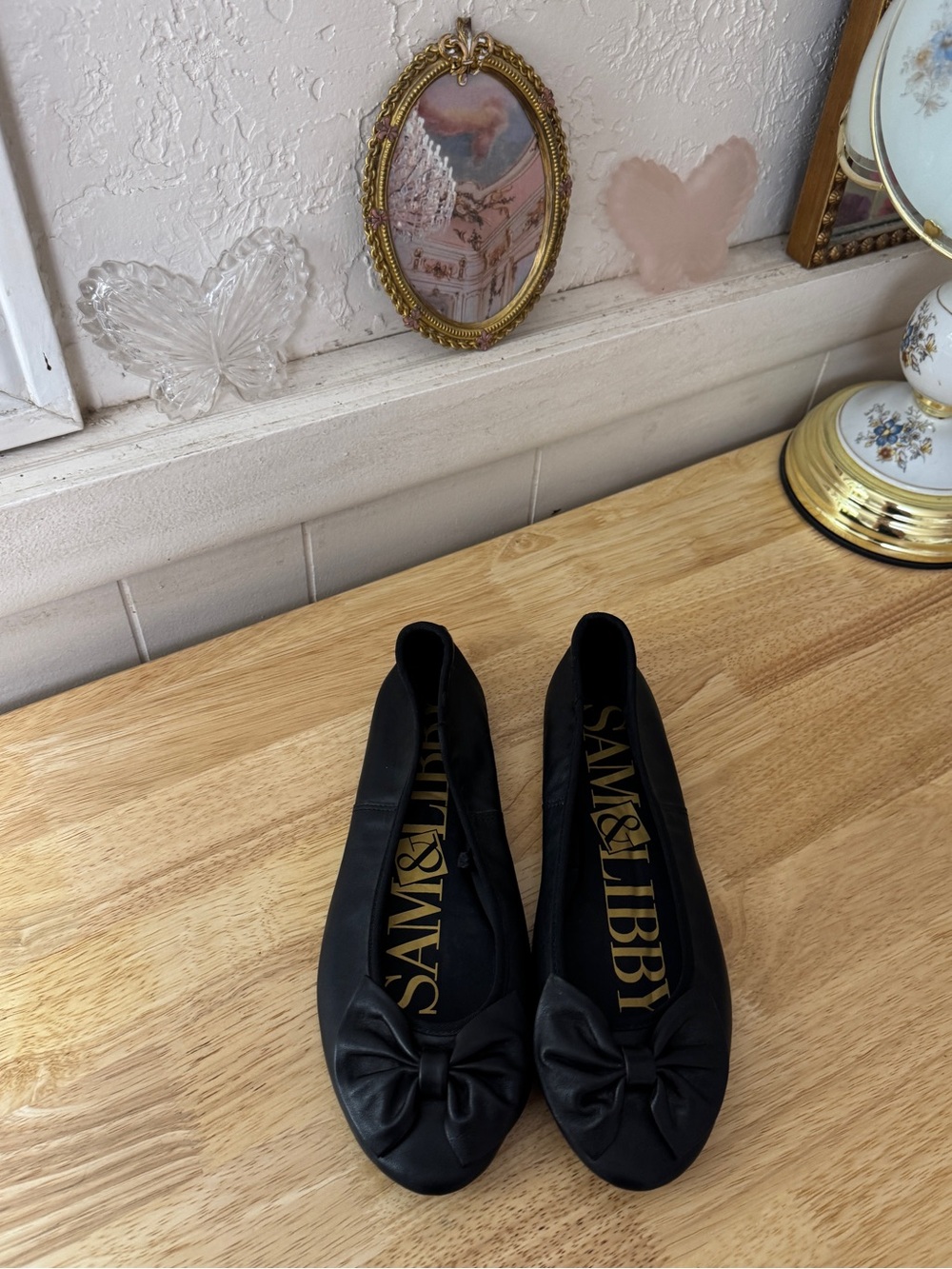 2000’s Sam & Libby Black Bow Ballet Flats Size 8.5 Whimsy Indie Boho